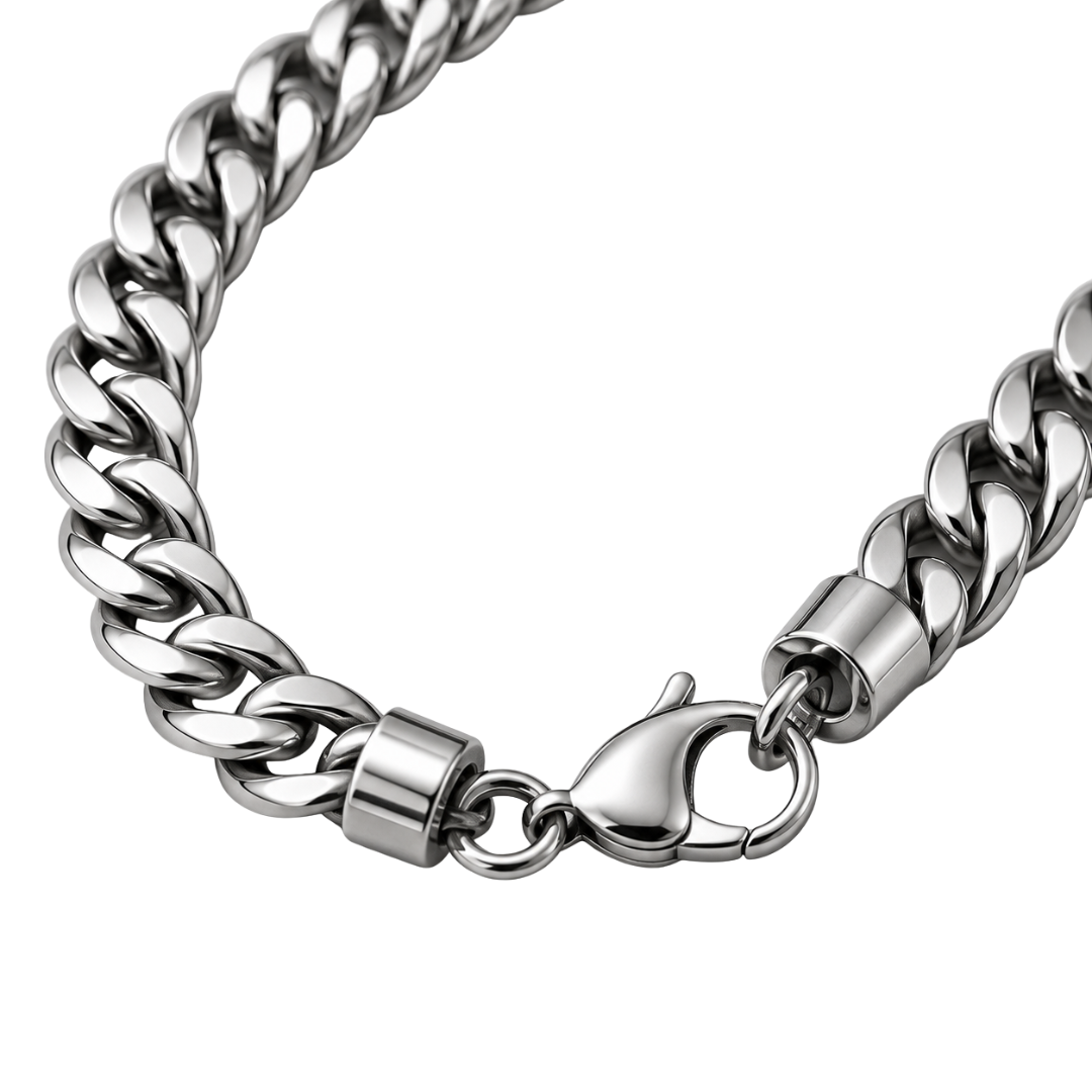 Polished Stainless Steel Cuban Chain Necklace | ERKEUBY