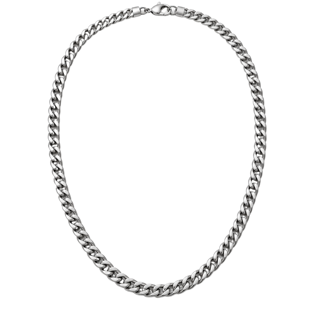 Polished Stainless Steel Cuban Chain Necklace | ERKEUBY