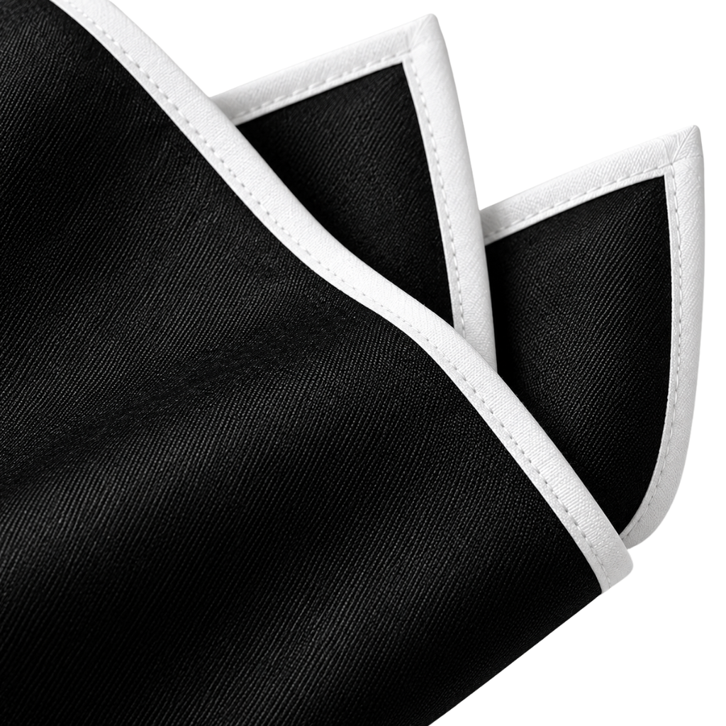 Premium Black Pocket Square with White Border | ERKEUBY