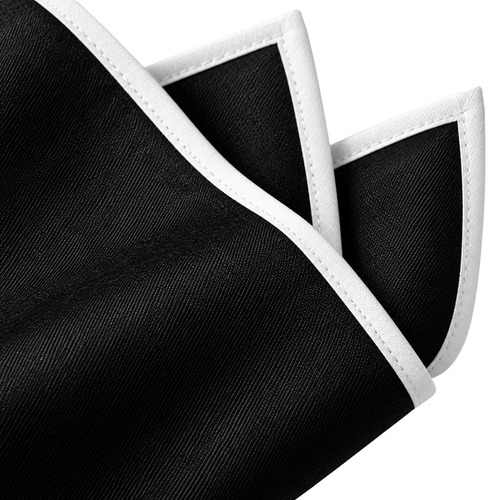 Premium Black Pocket Square with White Border | ERKEUBY