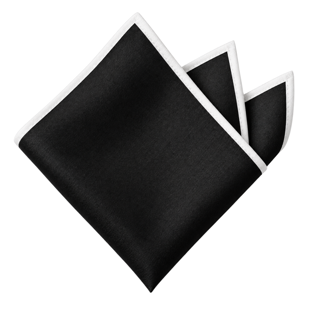 Premium Black Pocket Square with White Border | ERKEUBY