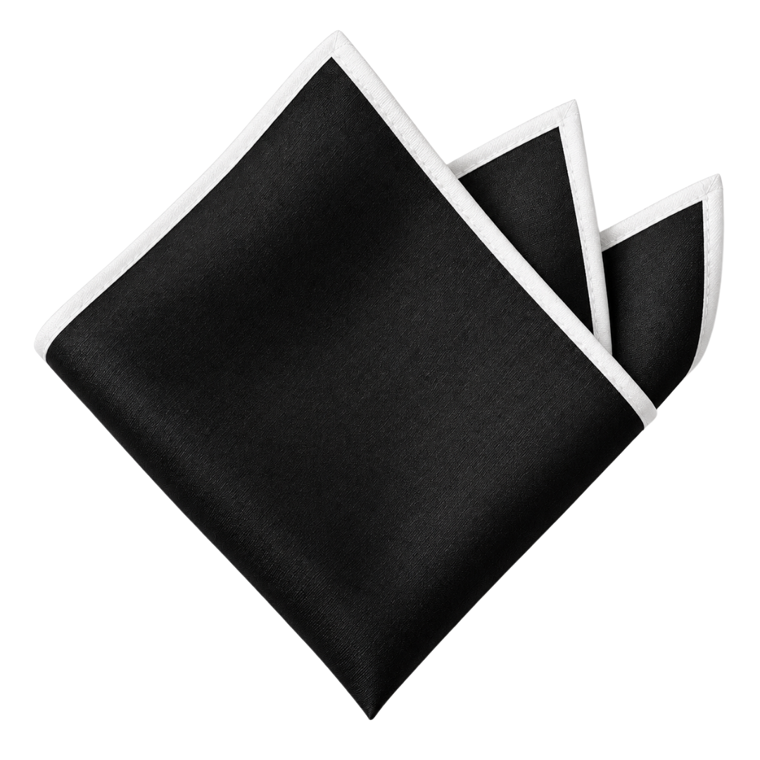 Premium Black Pocket Square with White Border | ERKEUBY