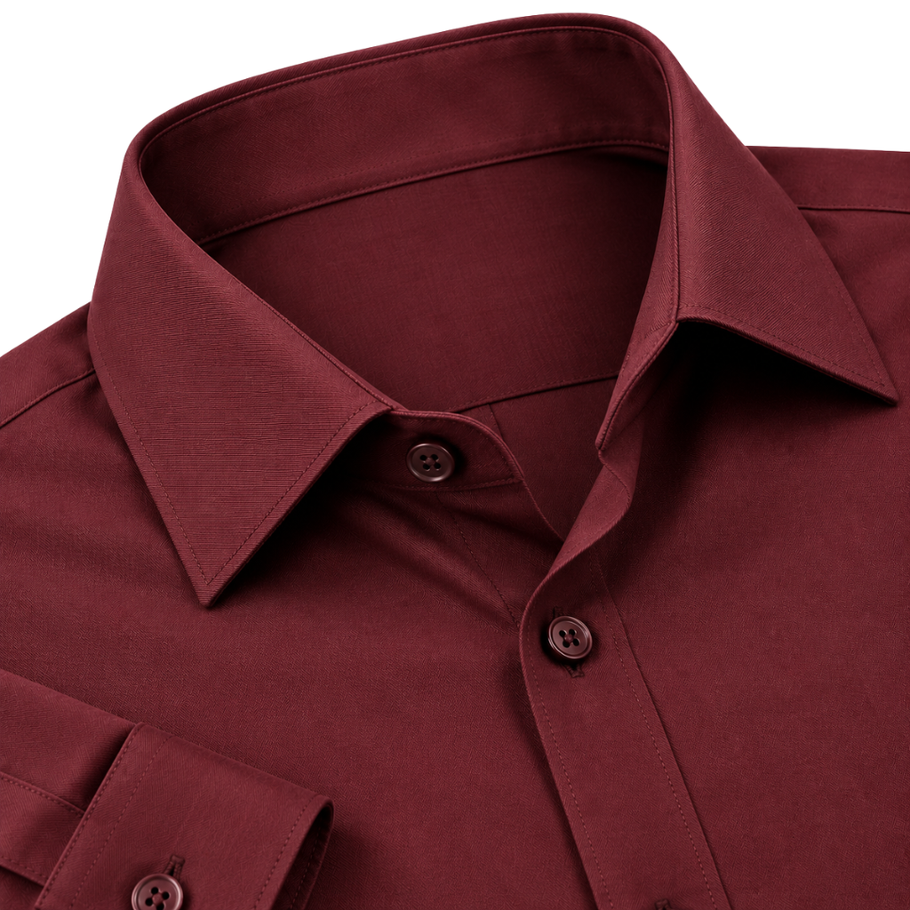 Tailored Light Burgundy Cotton Dress Shirt | ERKEUBY