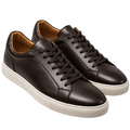 Premium Dark Brown Leather Low-Top Trainers | ERKEUBY