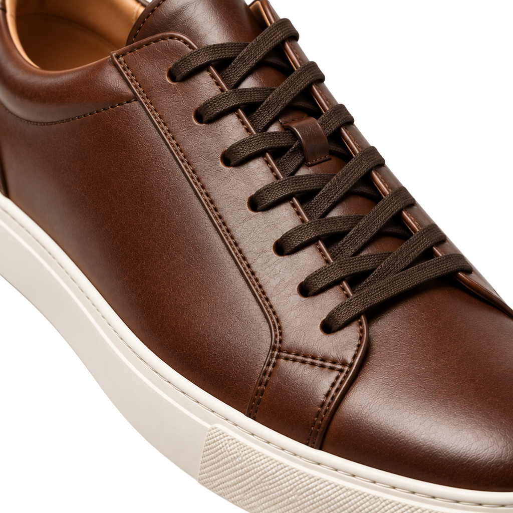 Premium Brown Leather Low-Top Trainers | ERKEUBY