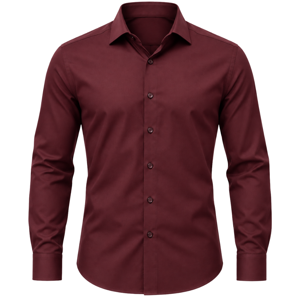 Tailored Light Burgundy Cotton Dress Shirt | ERKEUBY
