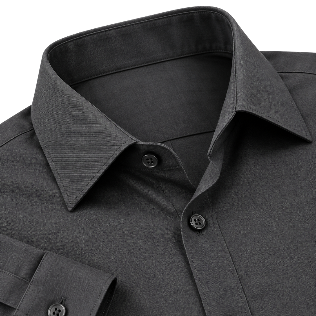 Tailored Dark Grey Cotton Dress Shirt | ERKEUBY