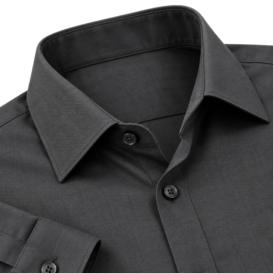 Tailored Dark Grey Cotton Dress Shirt | ERKEUBY