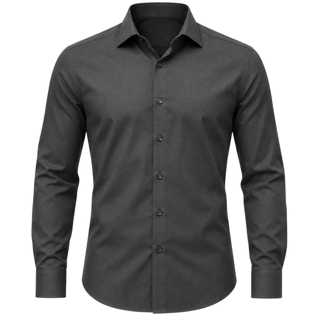 Tailored Dark Grey Cotton Dress Shirt | ERKEUBY