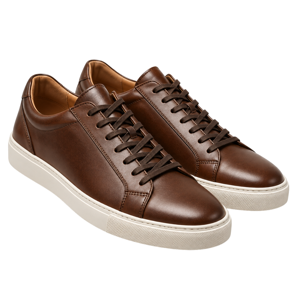 Premium Brown Leather Low-Top Trainers | ERKEUBY