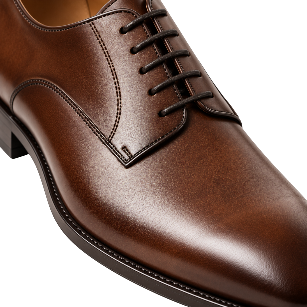 Polished Brown Leather Derby Shoes | ERKEUBY