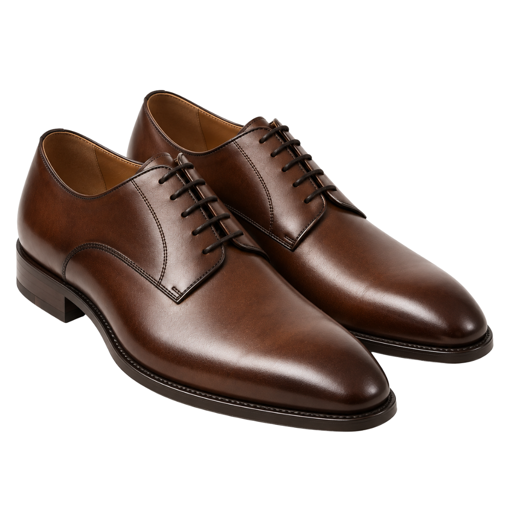 Polished Brown Leather Derby Shoes | ERKEUBY