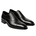 Polished Black Leather Cap-Toe Oxford Shoes | ERKEUBY